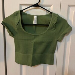 Nikibiki Olive Ribbed Crop Top